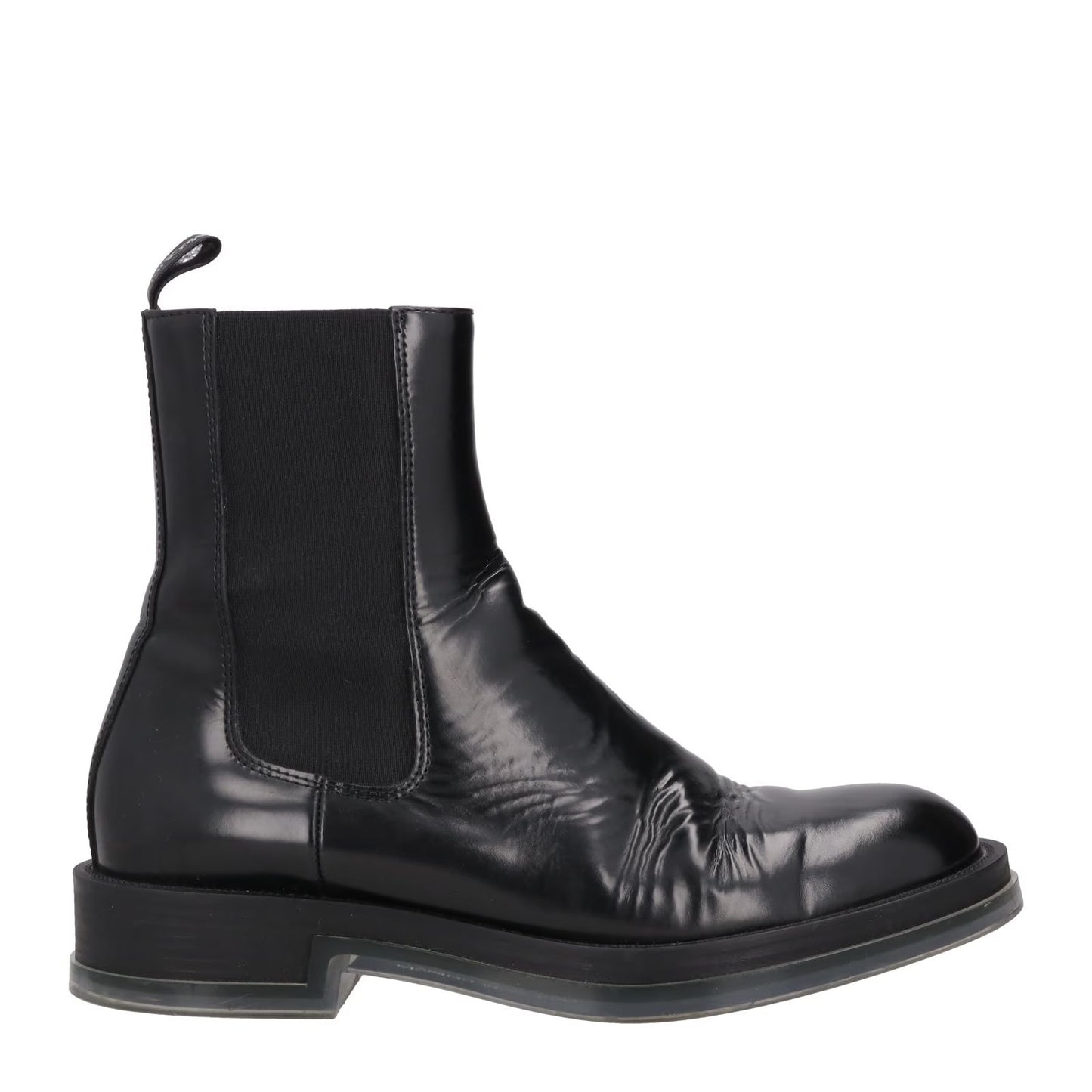 ALEXANDER MCQUEEN Mens Chelsea Boot Transparent Sole Black Leather UK 7 RRP 900