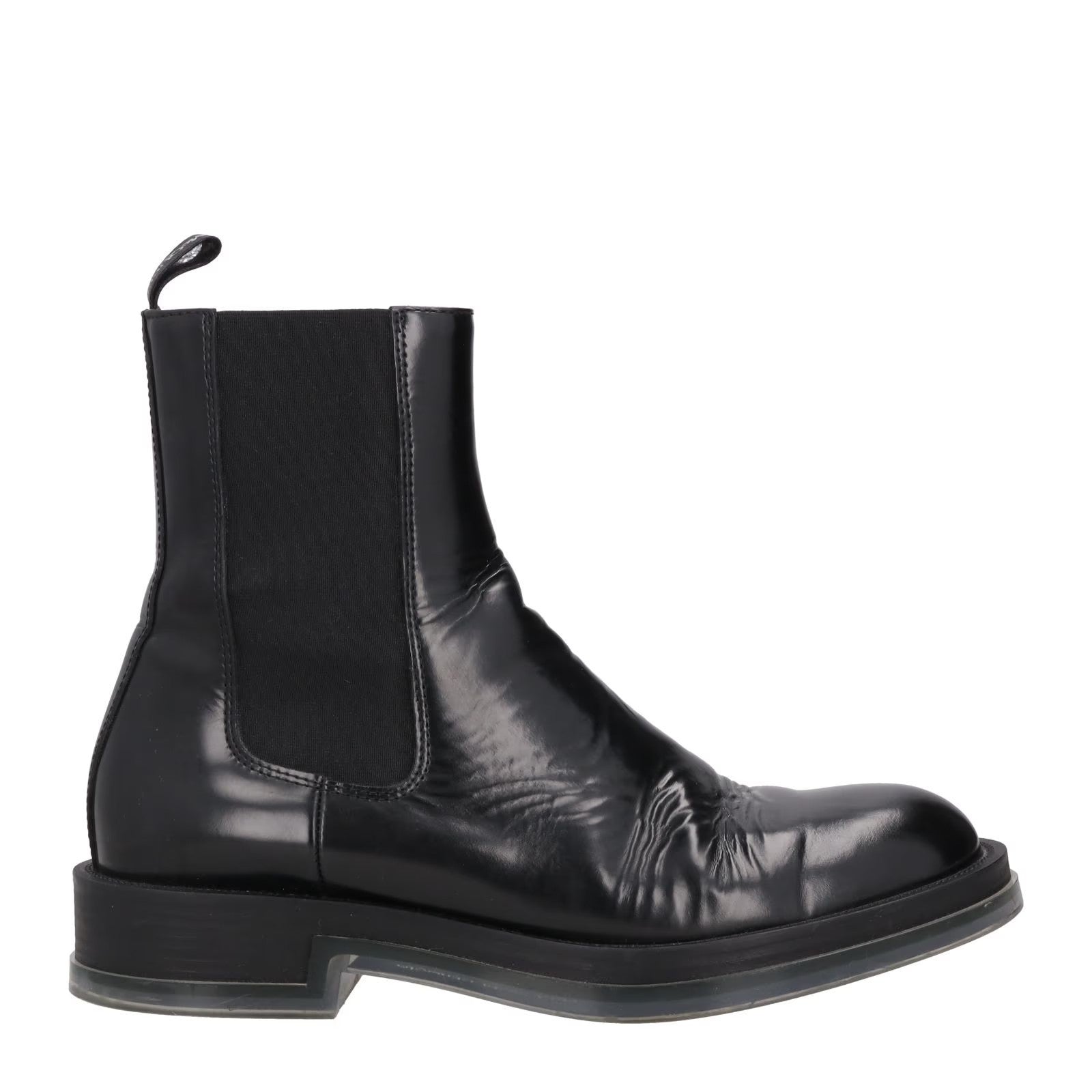 ALEXANDER MCQUEEN Mens Chelsea Boot Transparent Sole Black Leather UK 7 RRP 900