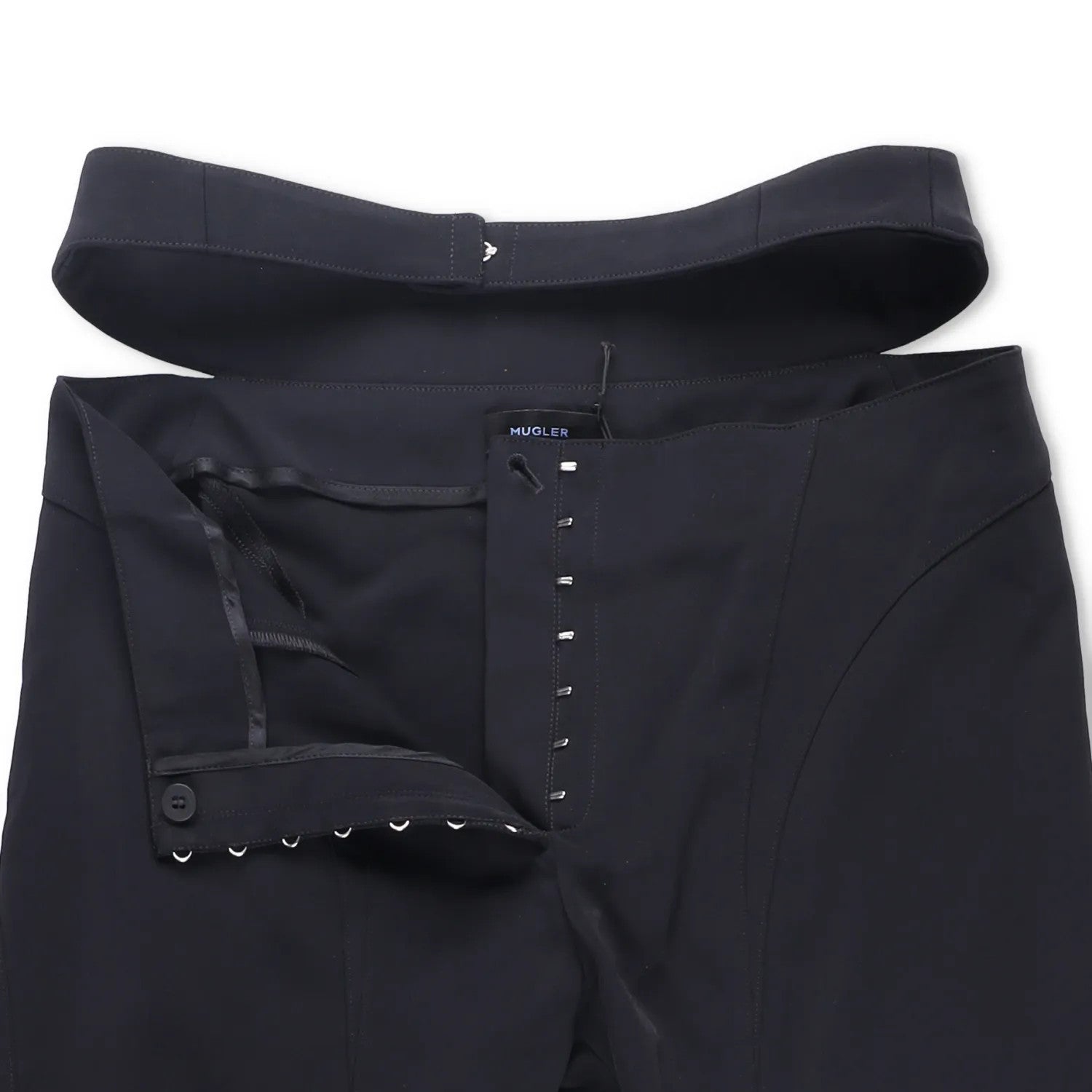 MUGLER Womens Flared Trousers Black Button Flat Front Size 42 RRP 1195 — View 7
