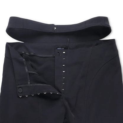 MUGLER Womens Flared Trousers Black Button Flat Front Size 42 RRP 1195 — View 7