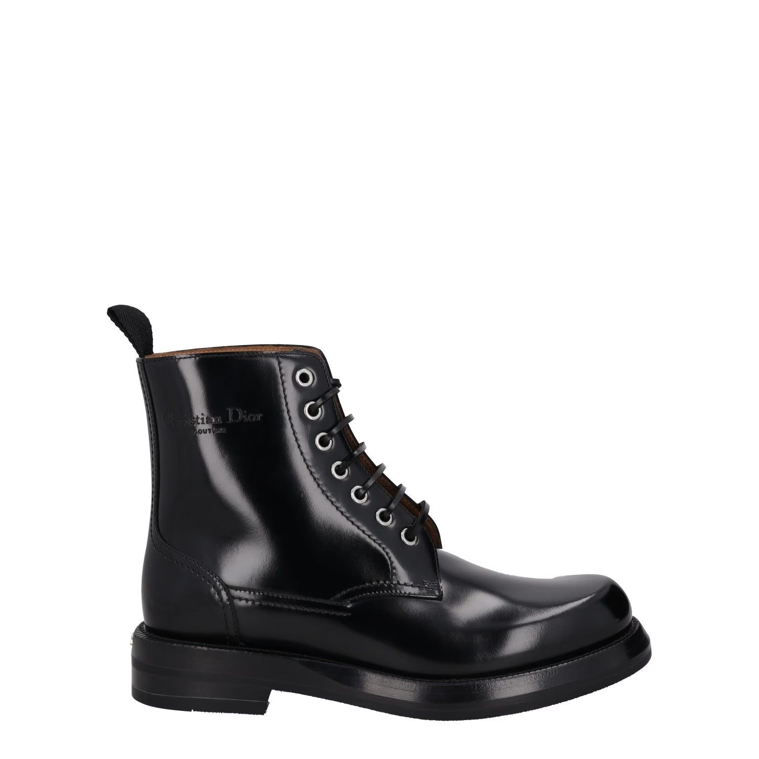 DIOR HOMME Mens Carlo Combat Boots Patent Leather Black Lace Up UK 6 RRP 1150