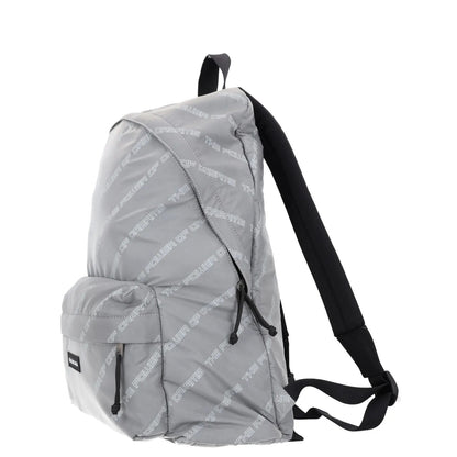 BALENCIAGA Mens Backpack Grey Nylon White All Over Logo Strap Size L RRP 950 — View 3