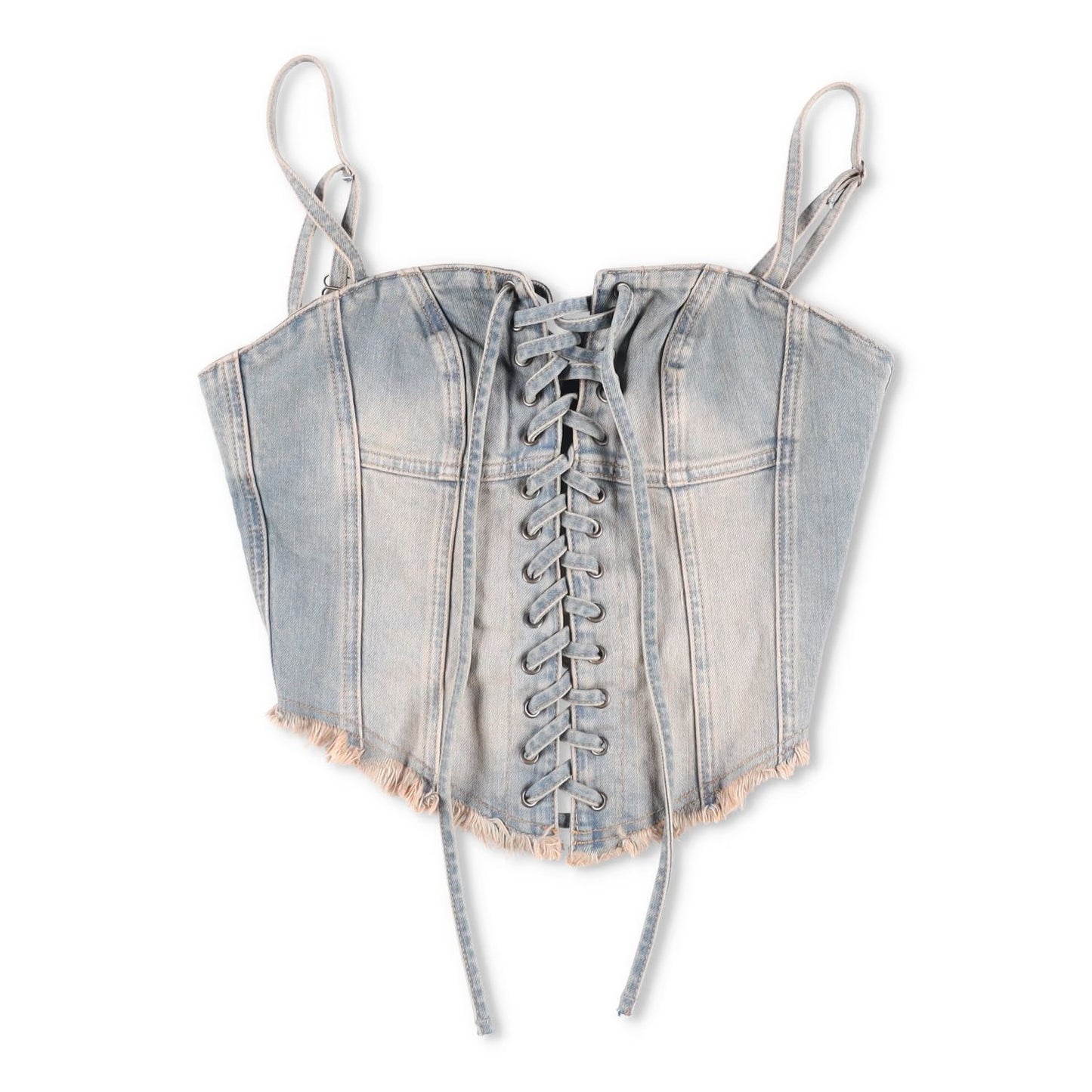 MISBHV Womens Sunset Wash Lara Laced Denim Corset Blue Sleeveless Size M RRP 240