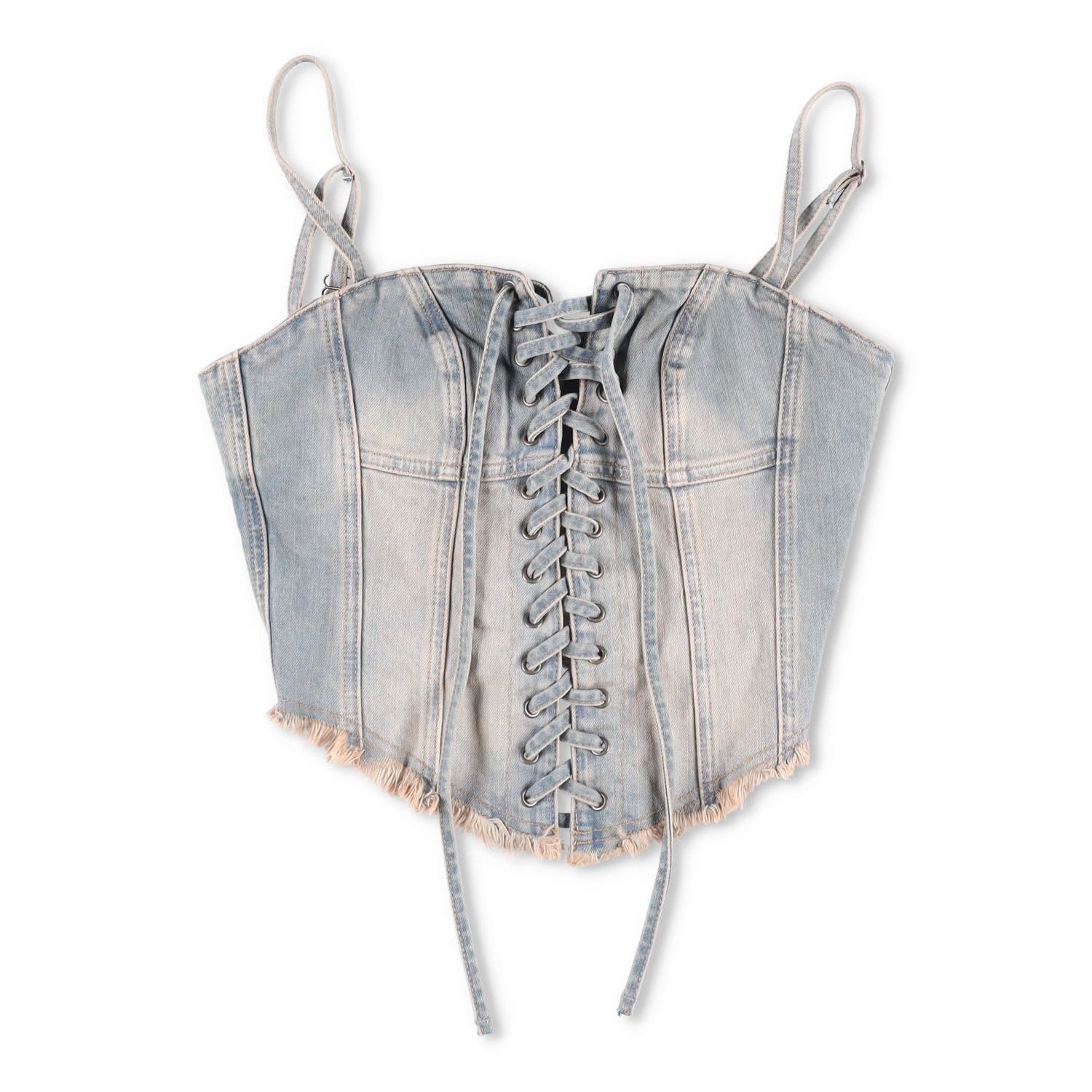 MISBHV Womens Sunset Wash Lara Laced Denim Corset Blue Sleeveless Size M RRP 240