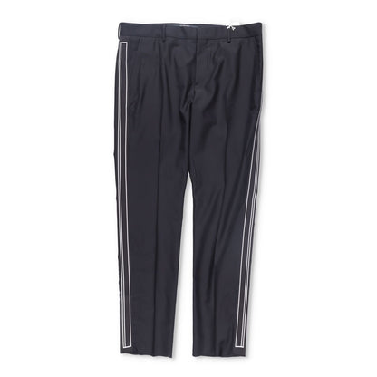 VALENTINO Mens Chino Trousers Black Wool Blend White Striped Size 54 RRP 385