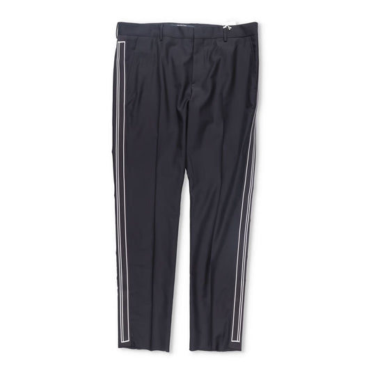 VALENTINO Mens Chino Trousers Black Wool Blend White Striped Size 54 RRP 385