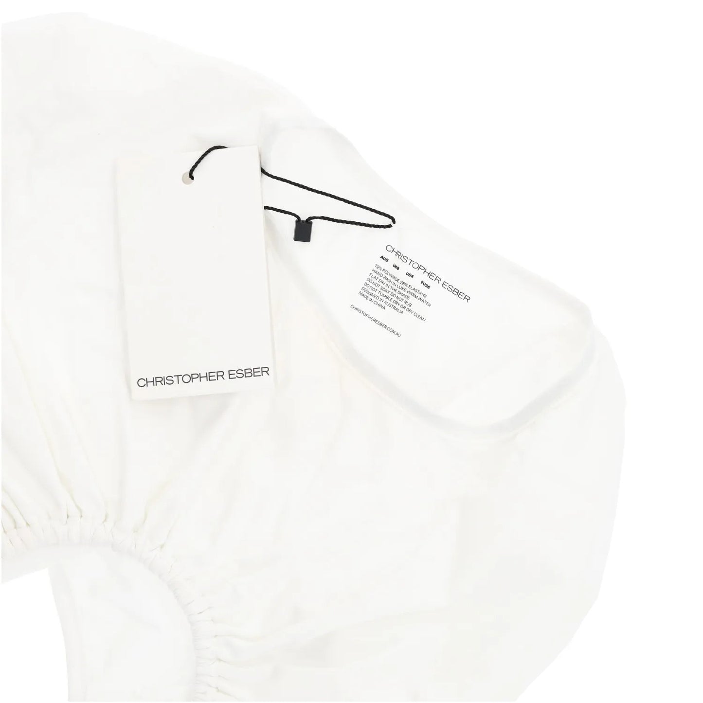 CHRISTOPHER ESBER Womens U Prong Bikini Top Short Sleeve Crew White UK 8 RRP 150 — View 6