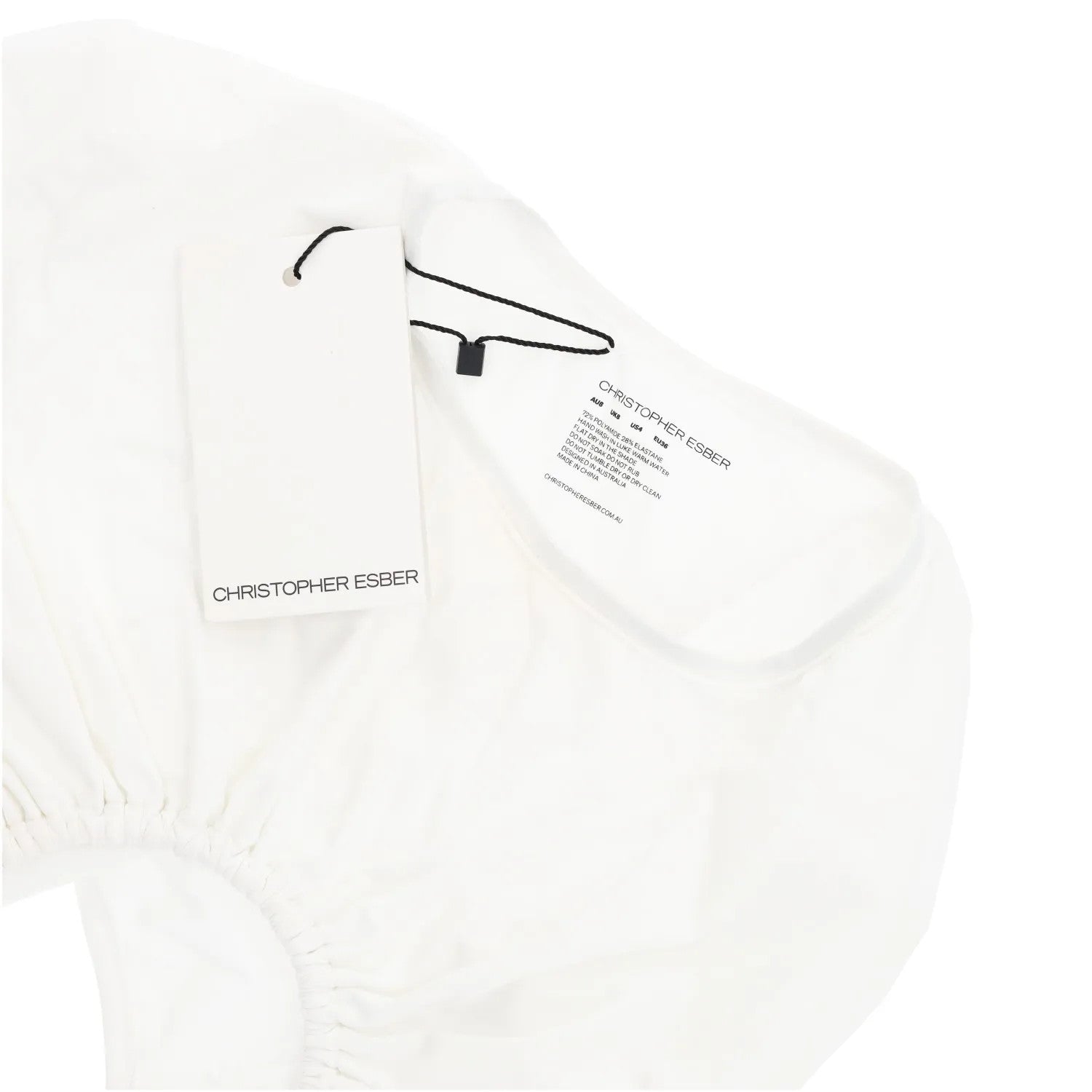 CHRISTOPHER ESBER Womens U Prong Bikini Top Short Sleeve Crew White UK 8 RRP 150 — View 6