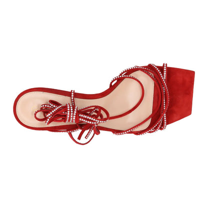 GIANVITO ROSSI Womens Red Stiletto Sandal Leather Strappy Square Toe UK7 RRP1099 — View 7