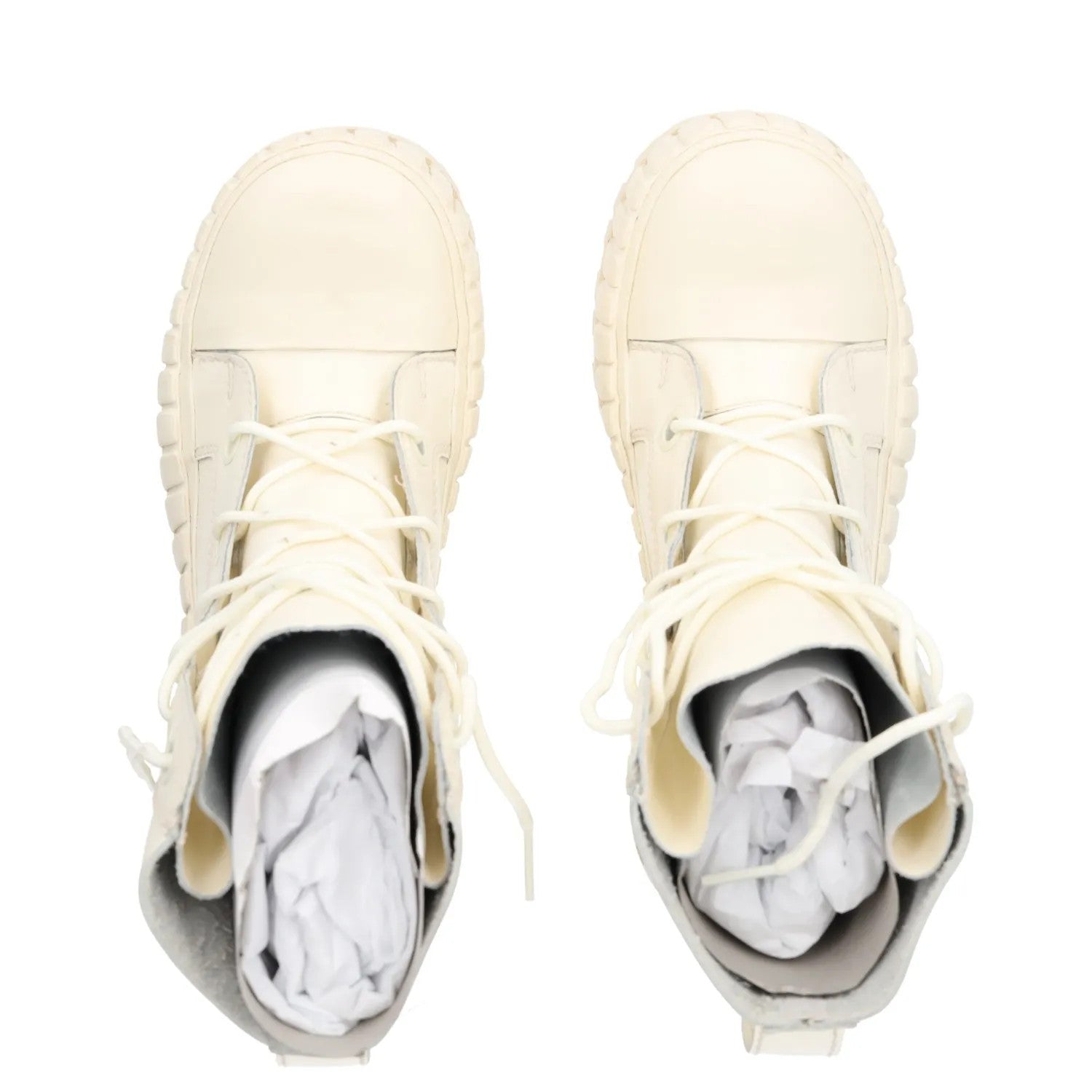 MM6 MARGIELA Womens Combat Boots White Leather Chunky Sole EU 37.5 RRP 375 — View 6