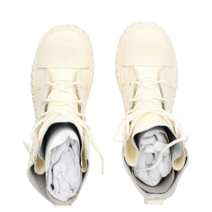 MM6 MARGIELA Womens Combat Boots White Leather Chunky Sole EU 37.5 RRP 375 — View 6
