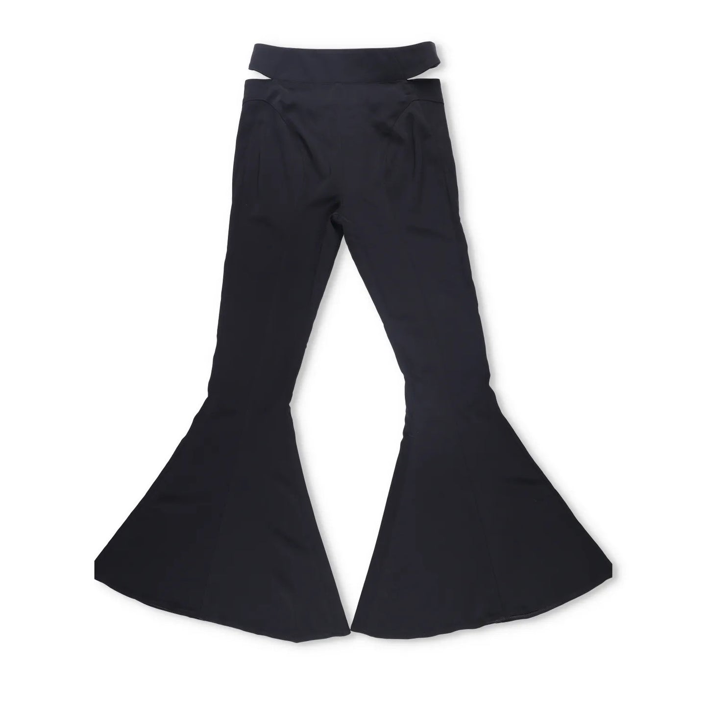 MUGLER Womens Flared Trousers Black Button Flat Front Size 42 RRP 1195 — View 12