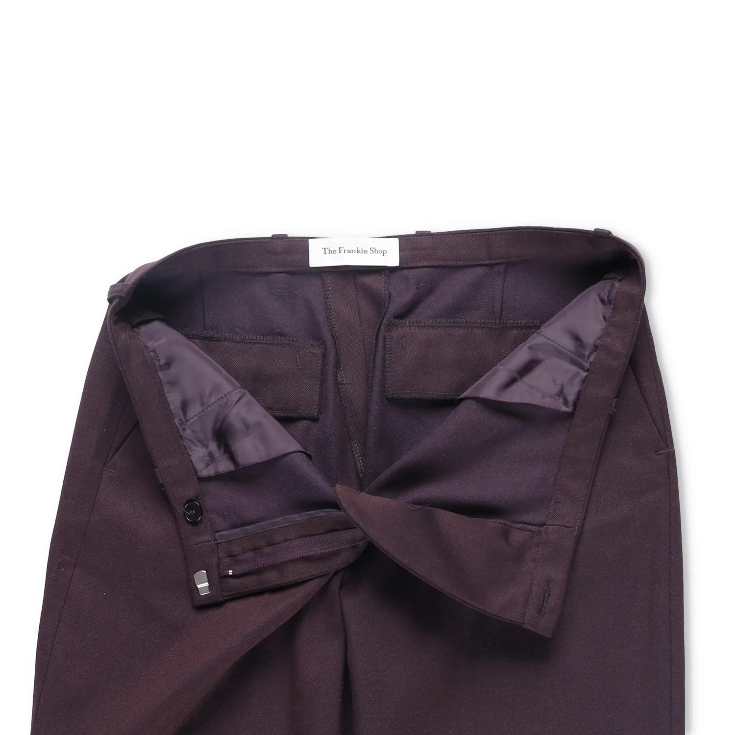 FRANKIE SHOP Womens Lyra Flared Pants Purple Flat Front Zipped Size M RRP 212.1 — View 7