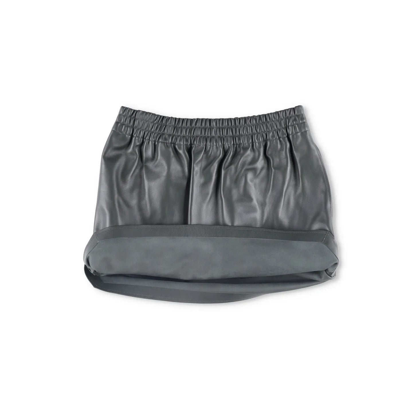BOTTEGA VENETA Womens Mini Skirt Grey Leather Elastic Waist Size L RRP 700 — View 2