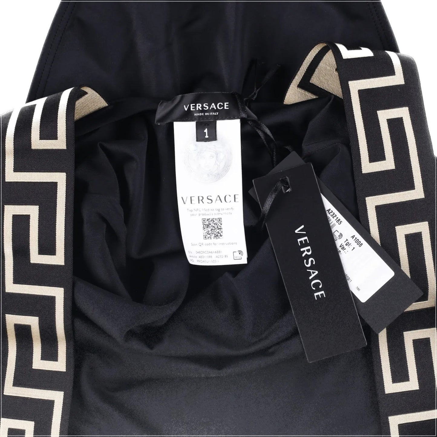 VERSACE Womens Swimsuit Black Baroque Print Strap Gold One Piece Size S RRP 285 — View 5