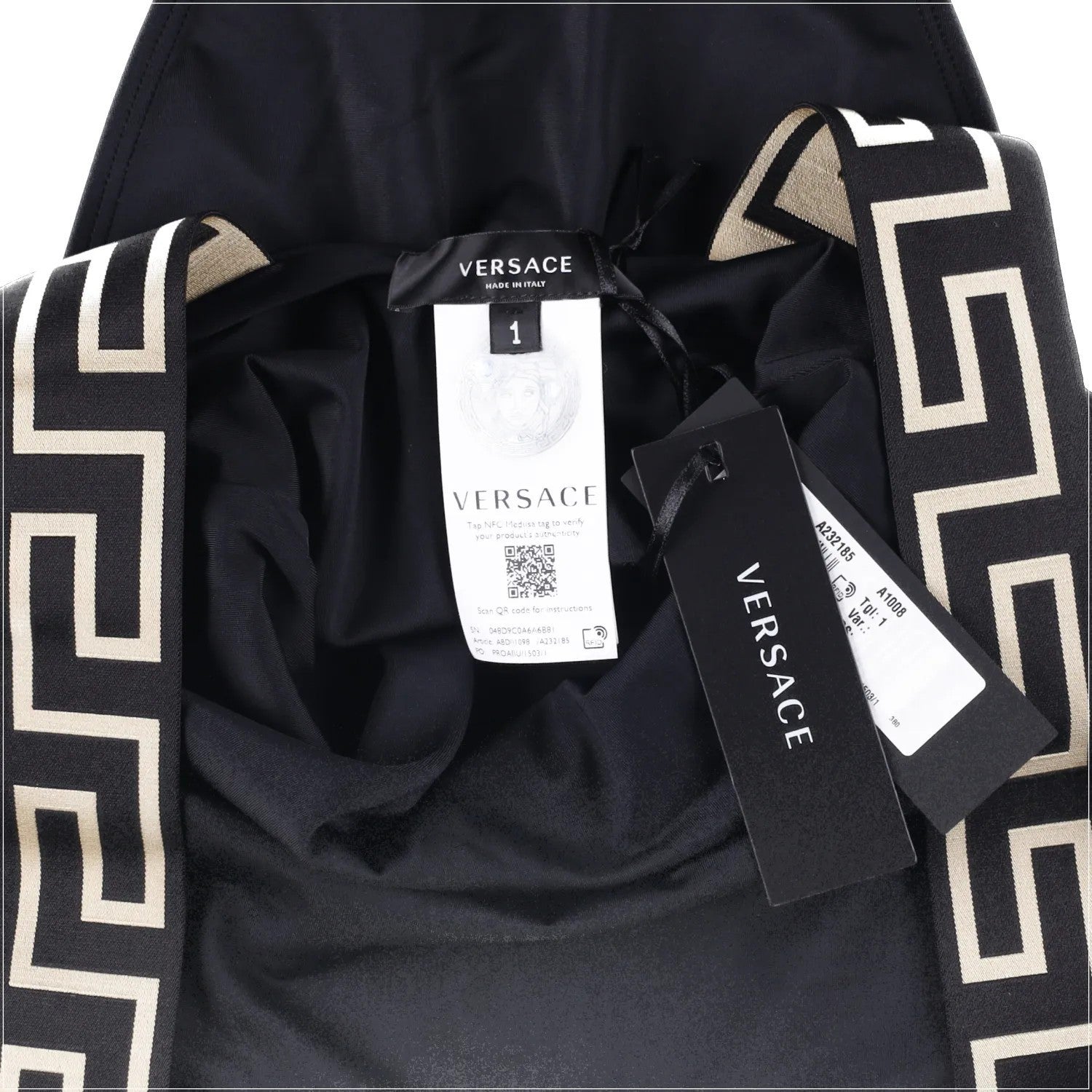 VERSACE Womens Swimsuit Black Baroque Print Strap Gold One Piece Size S RRP 285 — View 5