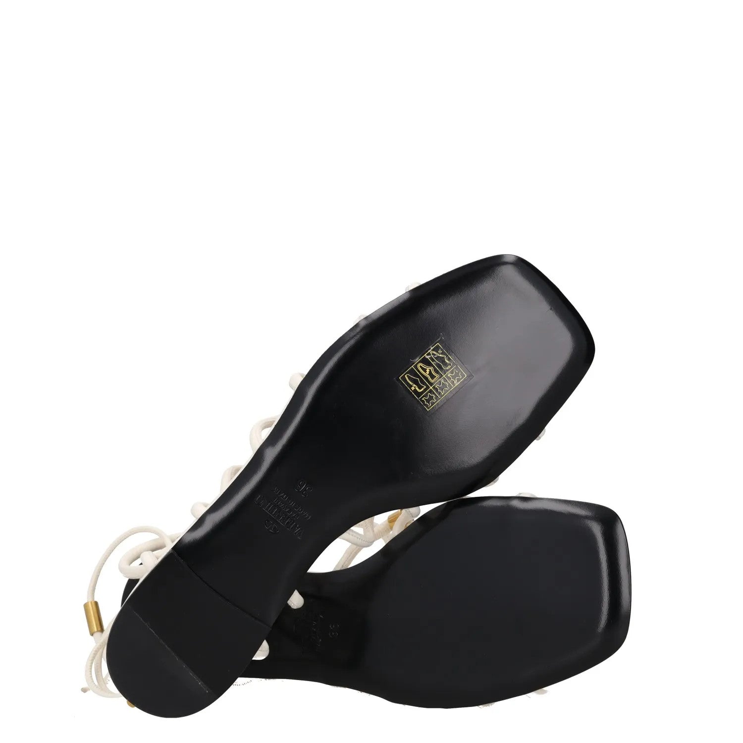 VALENTINO Womens Slingback Sandals White Leather Gold Accents UK 3 RRP 950 — View 8