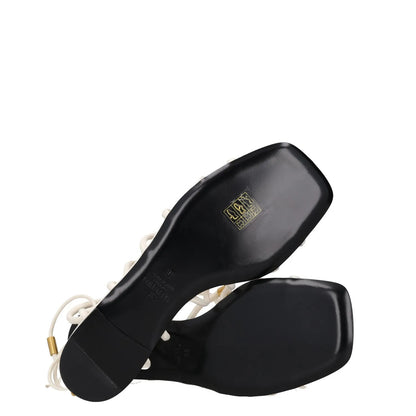VALENTINO Womens Slingback Sandals White Leather Gold Accents UK 3 RRP 950 — View 8
