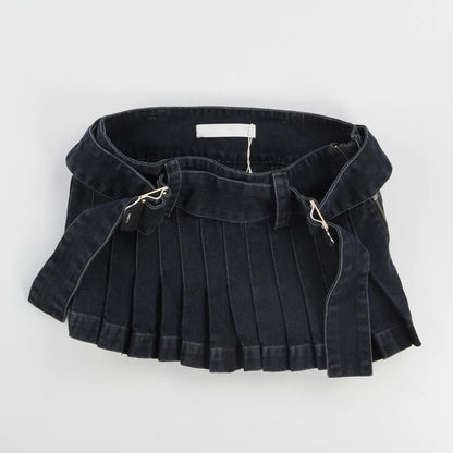 DION LEE Womens Darted Denim Mini Skirt Black Cotton Buckle Size 6 RRP 690 — View 7