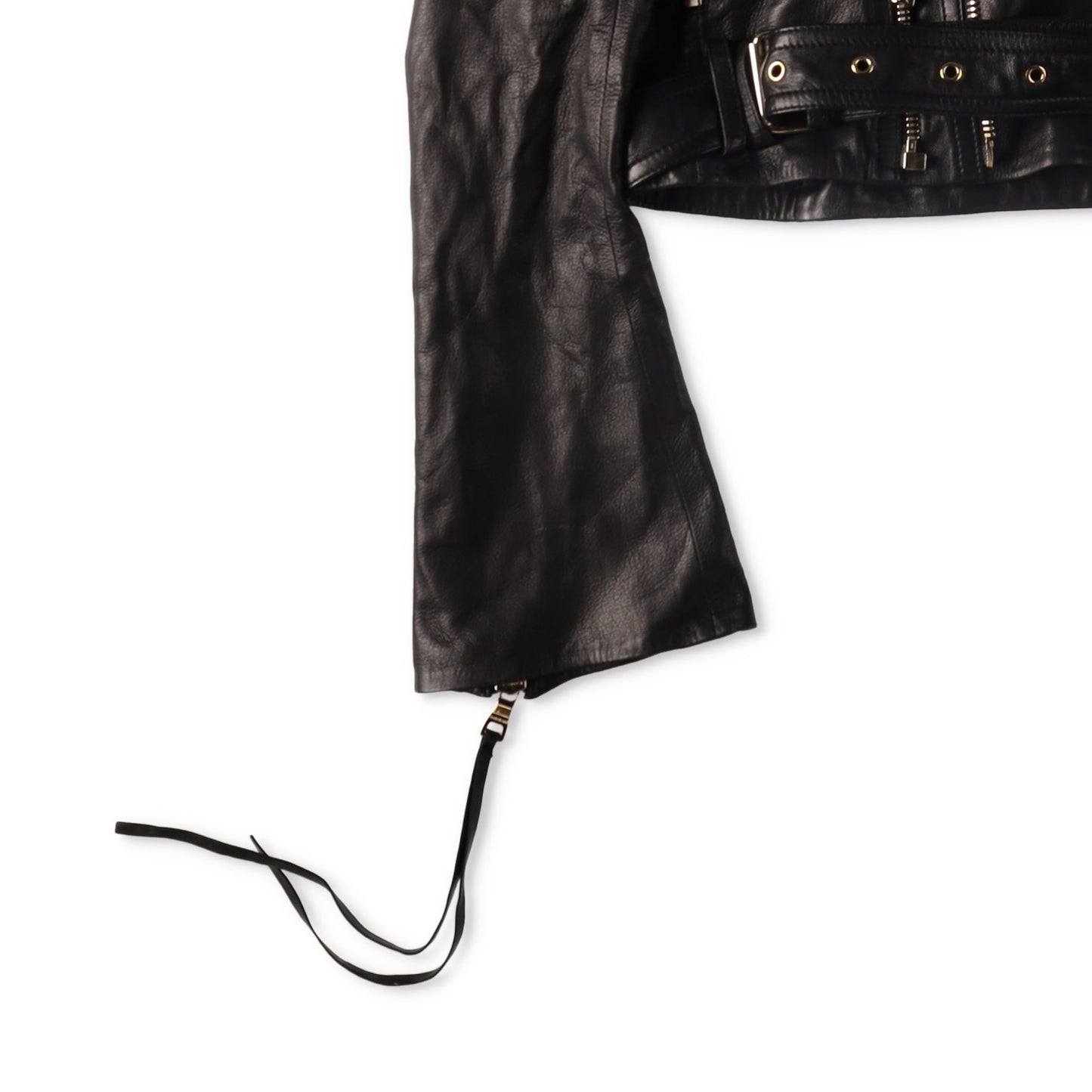 BALMAIN Womens Leather Cropped Biker Jacket Zippers Black Designer RRP3000 — View 5