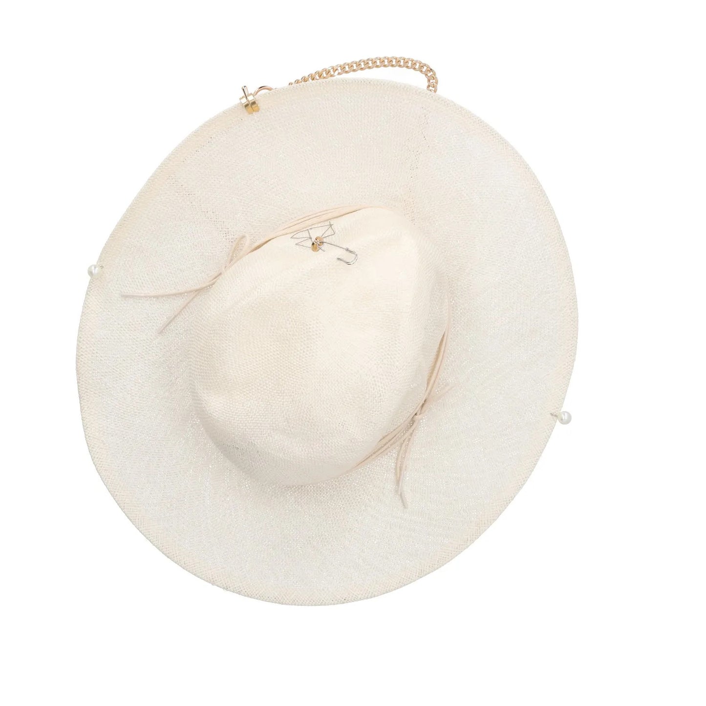 RUSLAN BAGINSKIY Womens Fedora Hat Chain Strap Neutrals Fedoras Size M RRP 345 — View 9