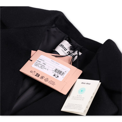 MIU MIU Men Velour Padded Soprabiti Overcoat Black Long Spread Collar 46 RRP4050 — View 11