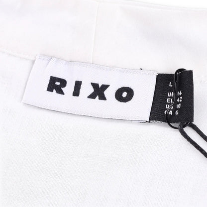 RIXO Womens Ravello Blouse Collared Palm Embroidered Short Puff Sleeve 14 RRP175 — View 7