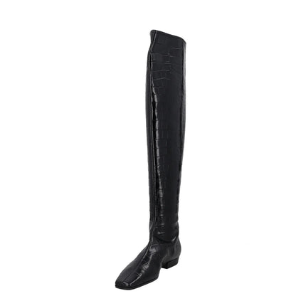 TOTEME Womens Knee High Boots Black Leather Slip On Pointed Croc UK 3 RRP 770 — View 3