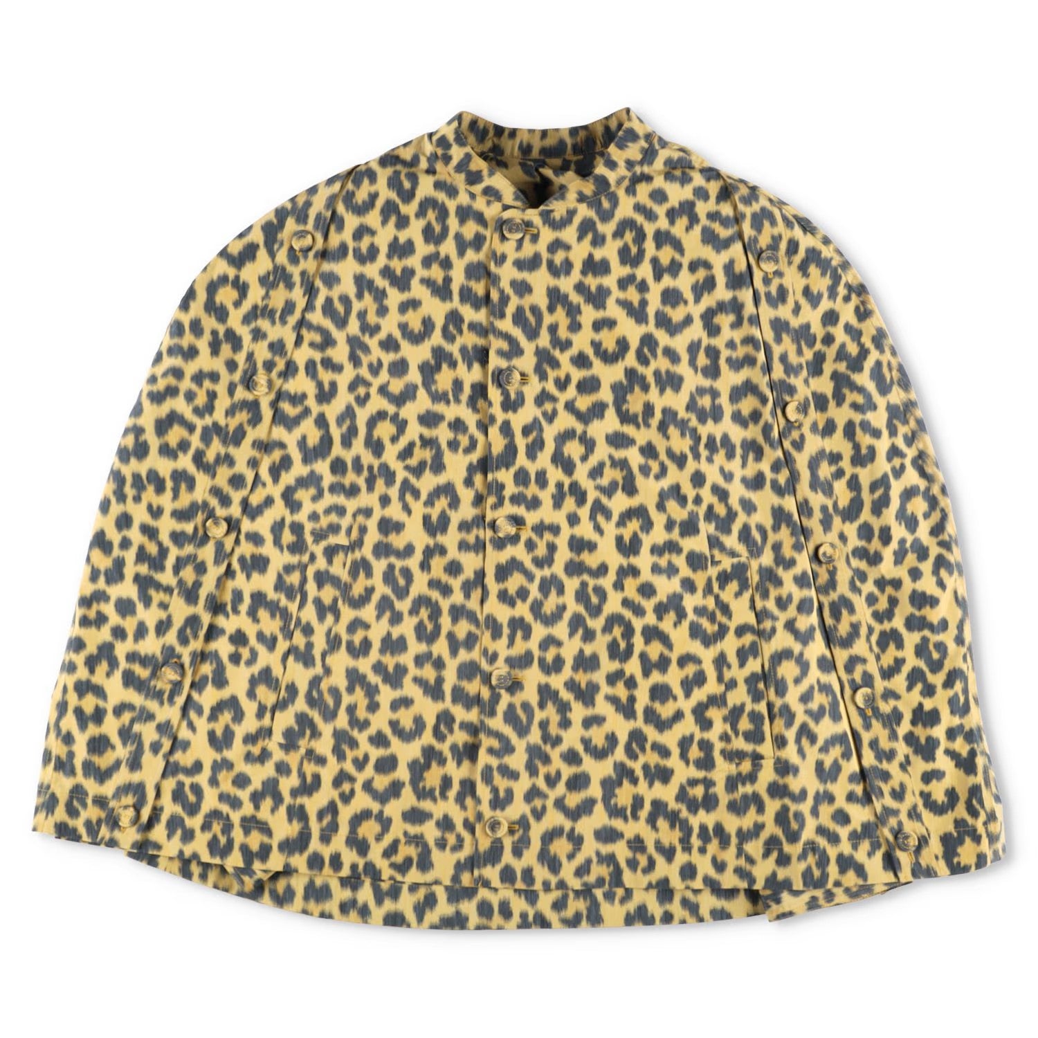 DIOR HOMME Mens Cape Coutre Jacket Leopard Print Buttoned Collarless 48 RRP 750