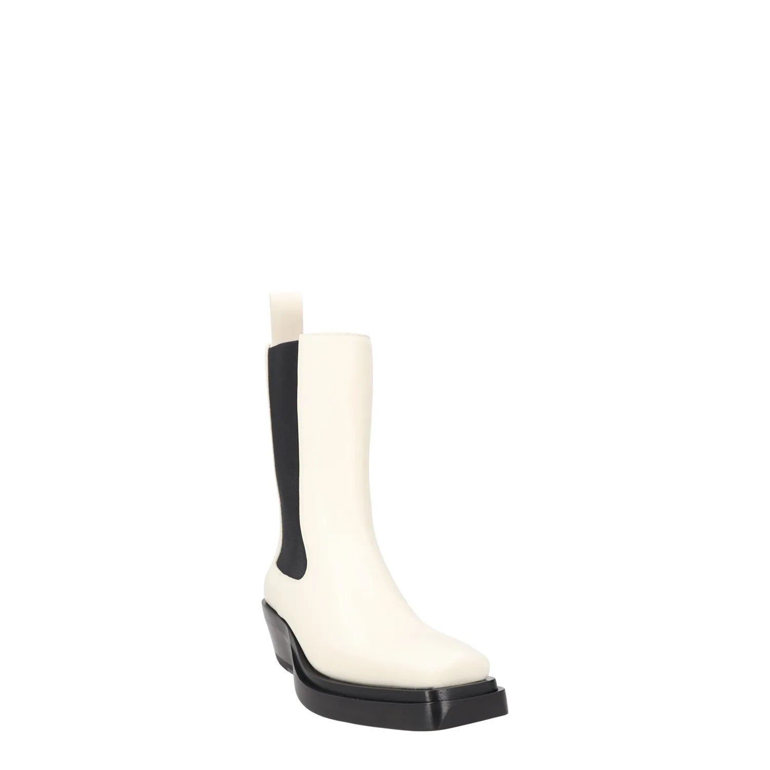 BOTTEGA VENETA Womens High Boots White Black Leather Cuban Heel UK5.5 RRP 1080 — View 2