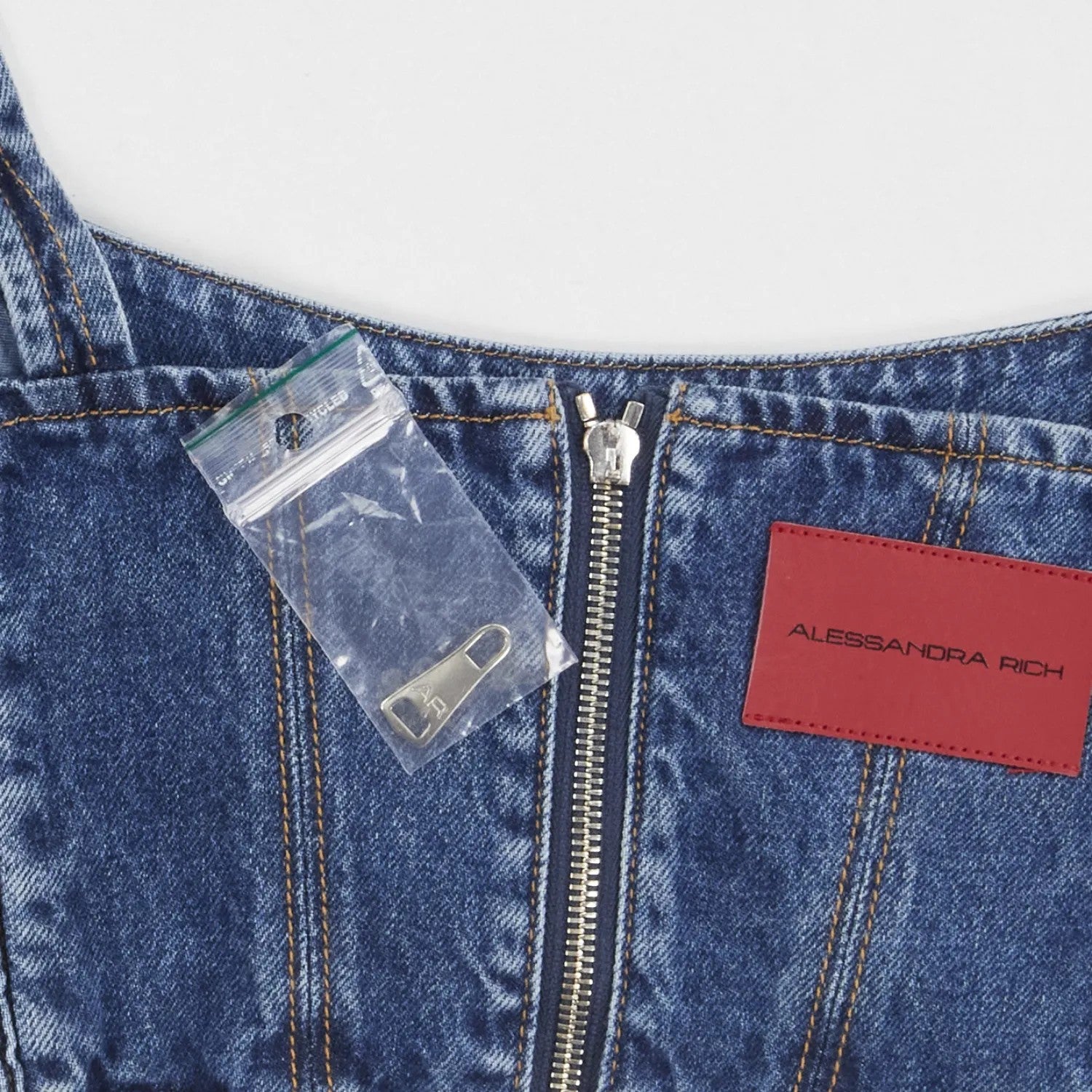 ALESSANDRA RICH Womens Vest Square Neck Sleeveless Hotfix Denim Blue 40 RRP715 — View 6