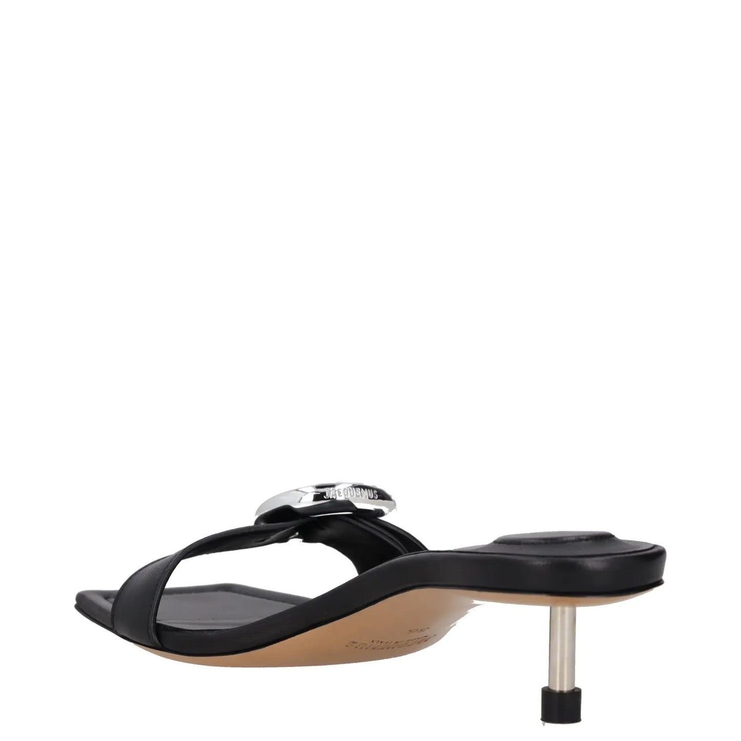 JACQUEMUS Womens Mule Heels Black Leather Metal Buckle Open Toe UK 3 RRP 400 — View 5