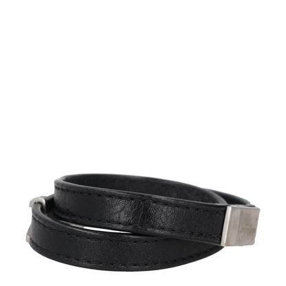 SAINT LAURENT Womens Bracelet Black Leather Silver YSL Buckle Size S RRP 255 — View 3