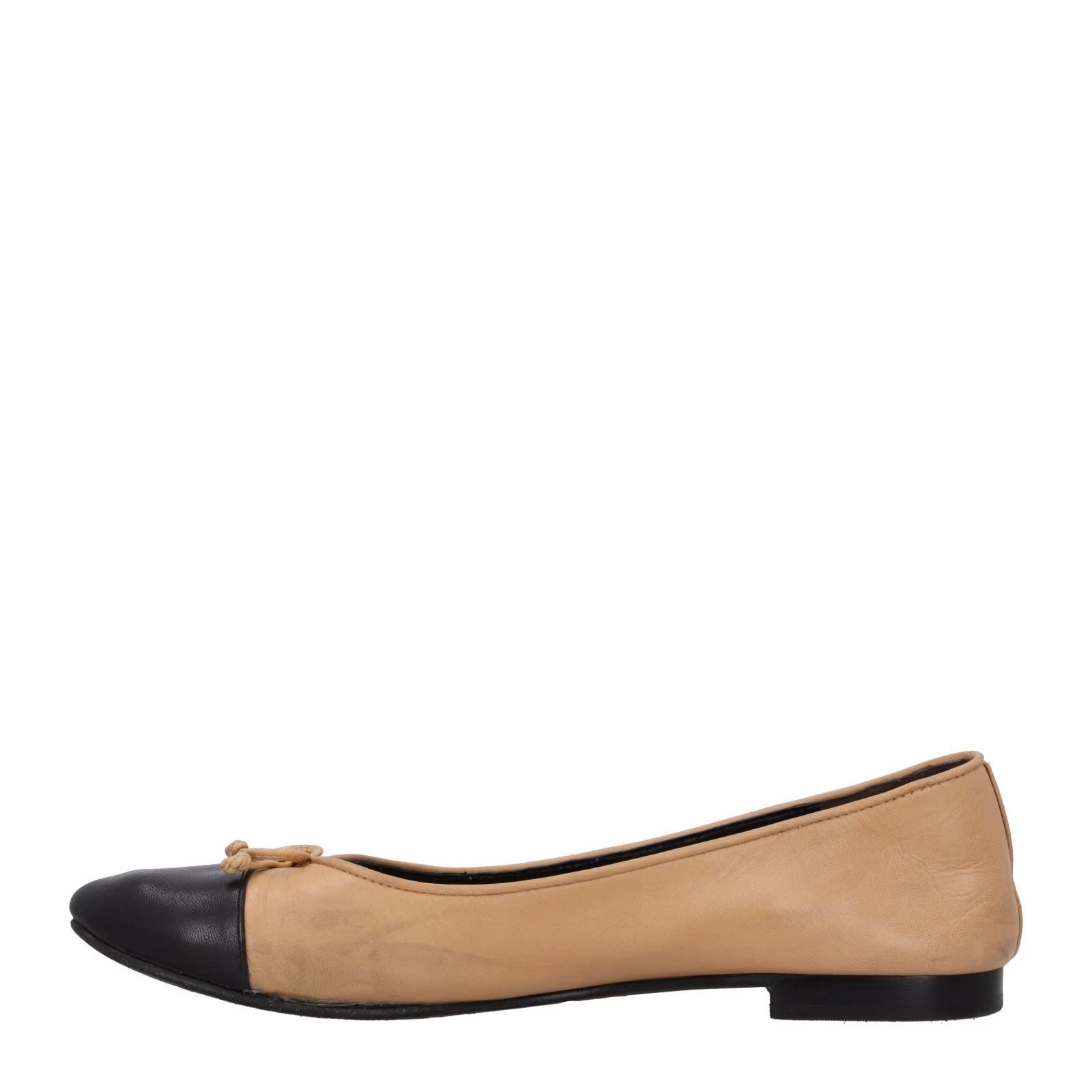 TORY BURCH Bow Leather Ballet Flats Beige Black Bow Accents US 8.5 RRP 240 — View 4