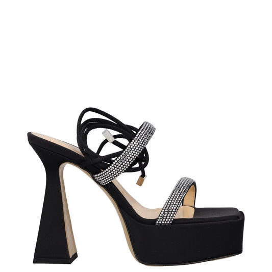 MACH & MACH Womens Platform Heels Black Rhinestone Strappy Open Toe UK 4 RRP 600