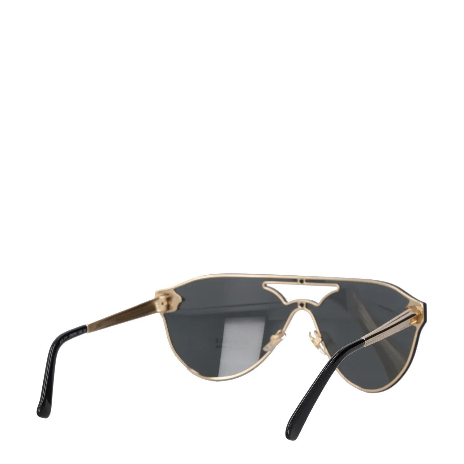 VERSACE Unisex Shield Sunglasses Gold Metal Frame Grey Reflective Lens OS RRP350 — View 5