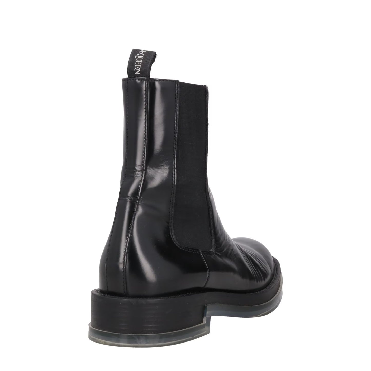 ALEXANDER MCQUEEN Mens Chelsea Boot Transparent Sole Black Leather UK 7 RRP 900 — View 6