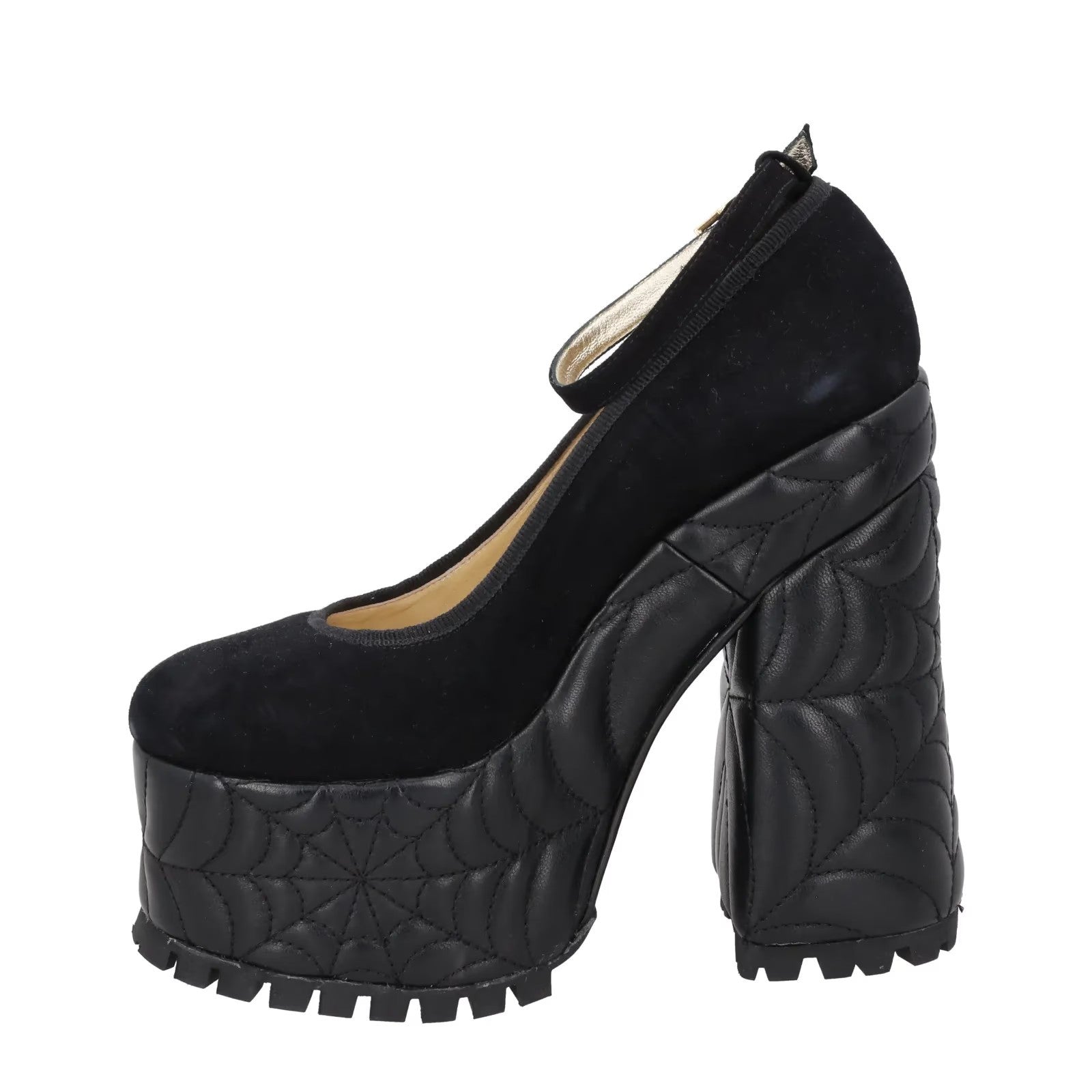 CHARLOTTE OLYMPIA Womens Malice Platform 155 Sandals Black Suede/Lhtr UK6 RRP995 — View 4