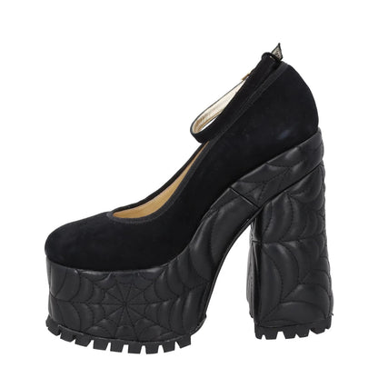 CHARLOTTE OLYMPIA Womens Malice Platform 155 Sandals Black Suede/Lhtr UK6 RRP995 — View 4