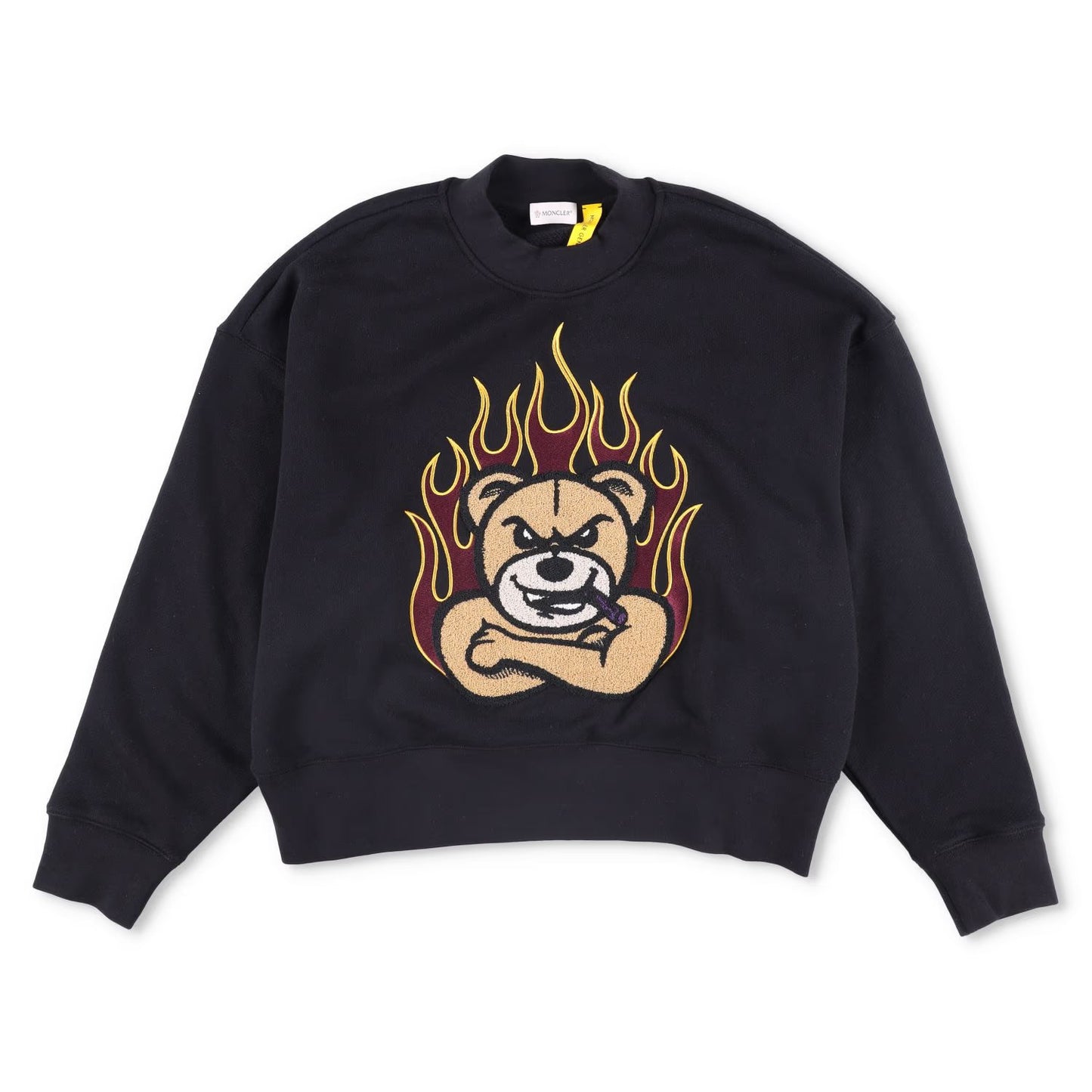 MONCLER GENIUS X Palm Angels Womens Bear Flames Sweatshirt Black XS RRP 565
