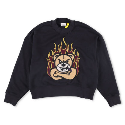 MONCLER GENIUS X Palm Angels Womens Bear Flames Sweatshirt Black XS RRP 565