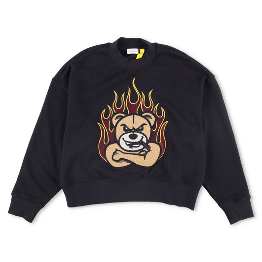 MONCLER GENIUS X Palm Angels Womens Bear Flames Sweatshirt Black XS RRP 565