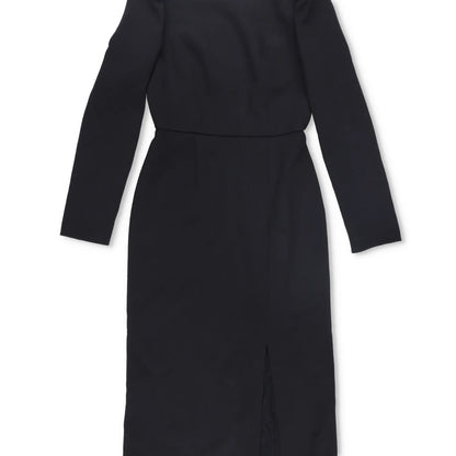 Valentino Womens Midi Dress Black Zip Long Sleeve Round Neck Size 38 RRP 1800 — View 4