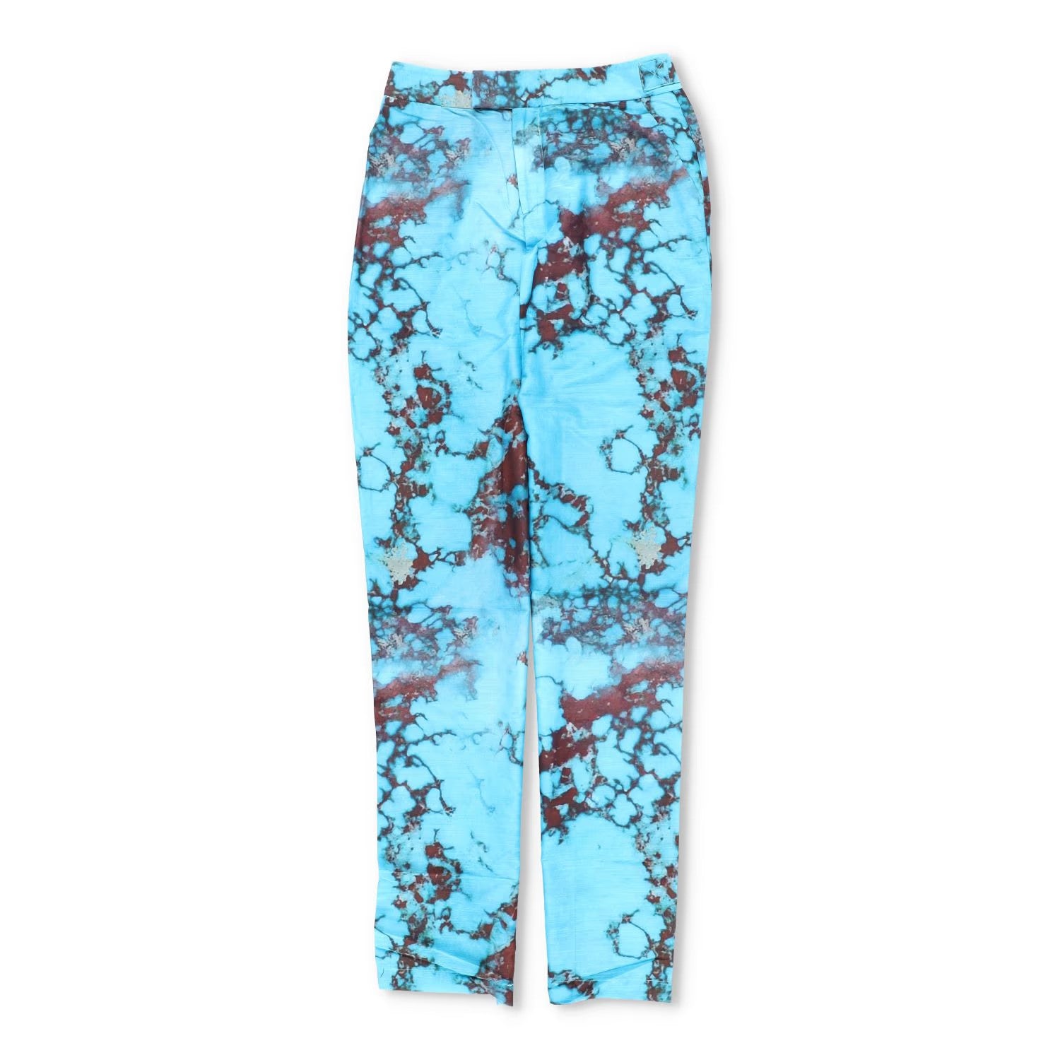 LOUISA BALLOU Womens Trousers Wide Straight Leg Turquoise Stone Blue XS RRP 510