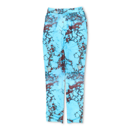 LOUISA BALLOU Womens Trousers Wide Straight Leg Turquoise Stone Blue XS RRP 510