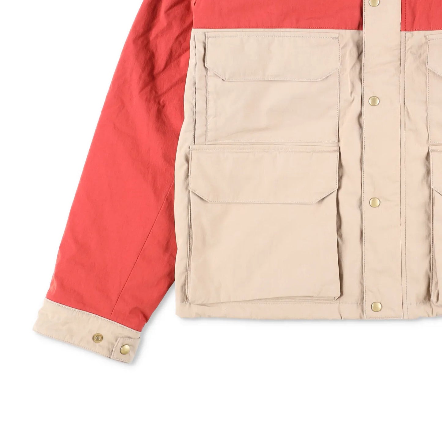 HOLUBAR Mens Coat Beige Red Snap Closure Stand Up Collar Pockets L - 4 RRP 500 — View 3