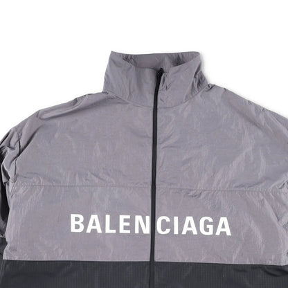 BALENCIAGA Mens Track Jacket Grey Black Windbreaker Stand-Up Collar 48 RRP 1500 — View 2