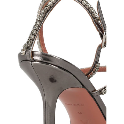 AMINA Womens Gilda Sandal High Heel Silver Leather Ankle Strap Open UK 7 RRP 965 — View 8