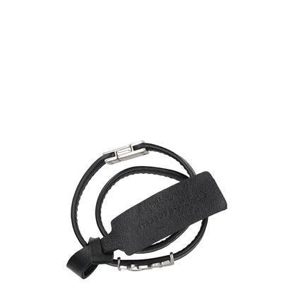 SAINT LAURENT Womens Bracelet Black Leather Silver YSL Buckle Size S RRP 255 — View 8