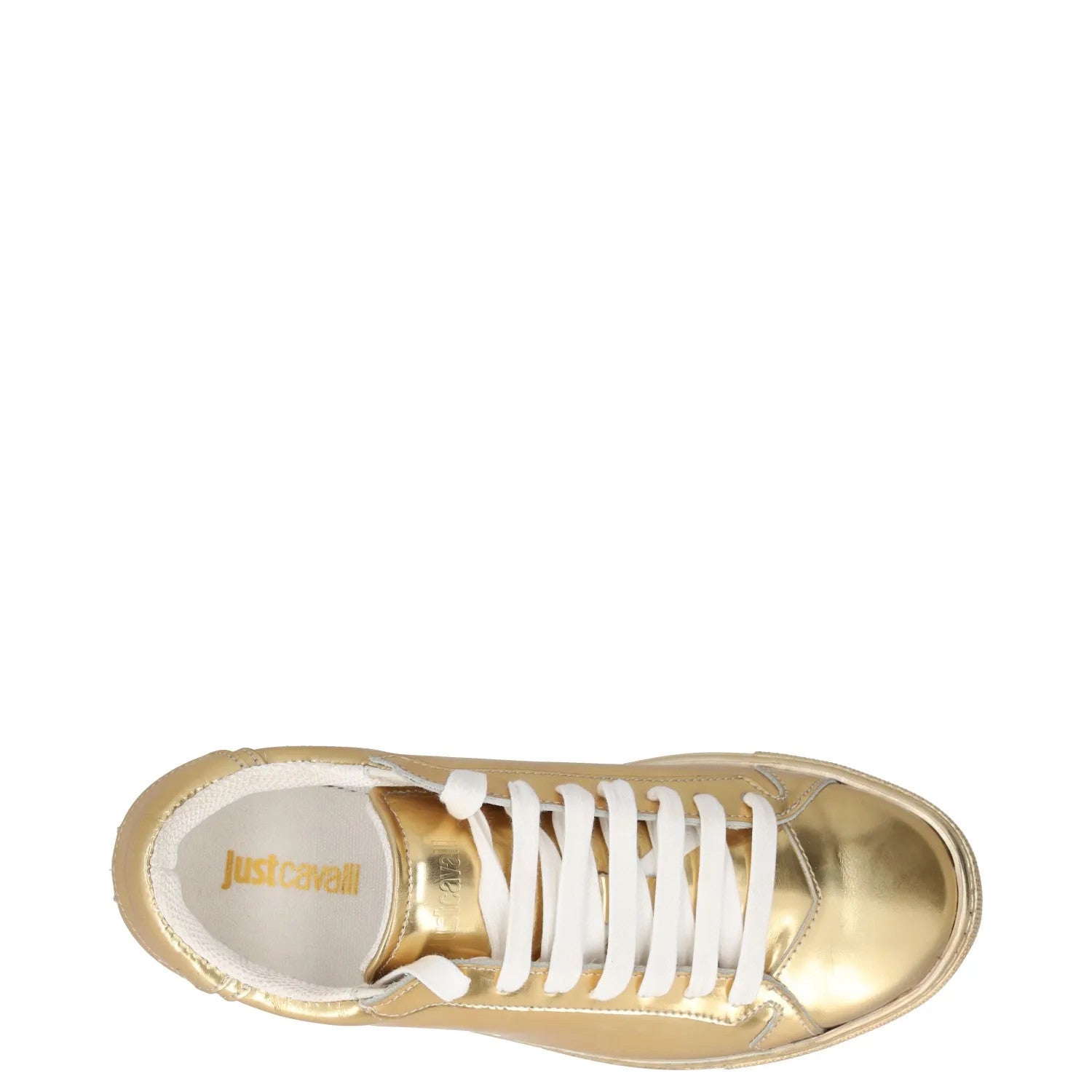 JUST CAVALLI Womens Trainers Gold Leather Low Top Lace Up UK 3 RRP 200 — View 7